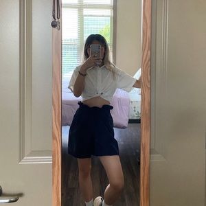 uniqlo navy paperbag shorts sized m
